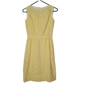 Vintage Yellow White Summer Sleeveless dress LANZ textured Small/Medium